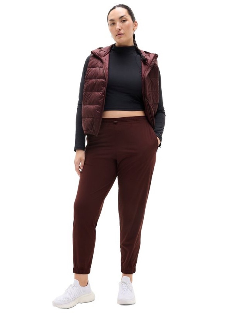 Athleta Women's Crosstrain Joggers Pants Stretch Drawstring Cinch Ankle Red